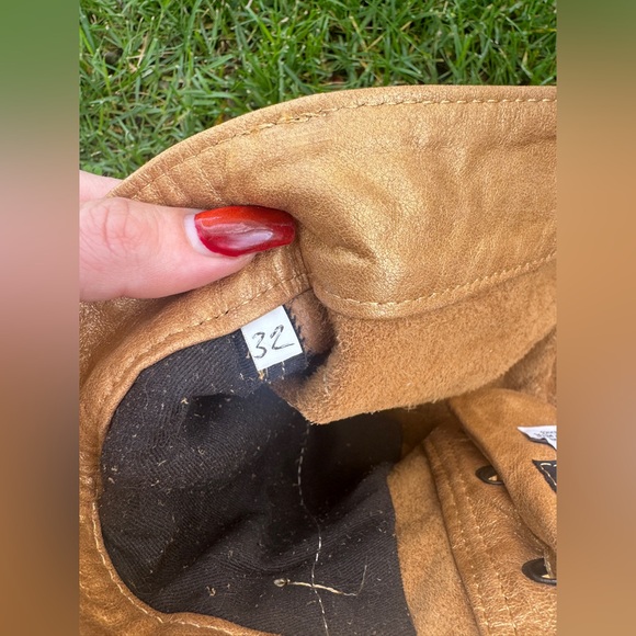 Y2K Vintage Gold Leather Lace Up Pants - Picture 5 of 12